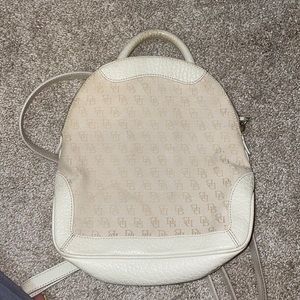 dooney & bourke ivory and canvas backpack bag